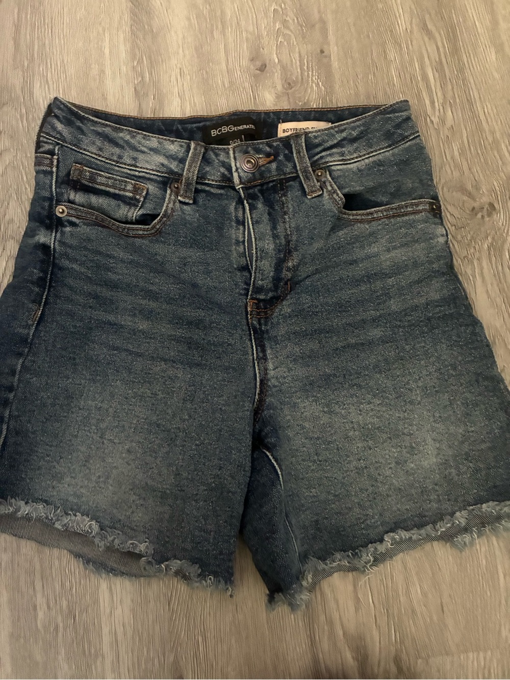 BCBGeneration Dark Blue Denim Shorts with Contrast Stitching